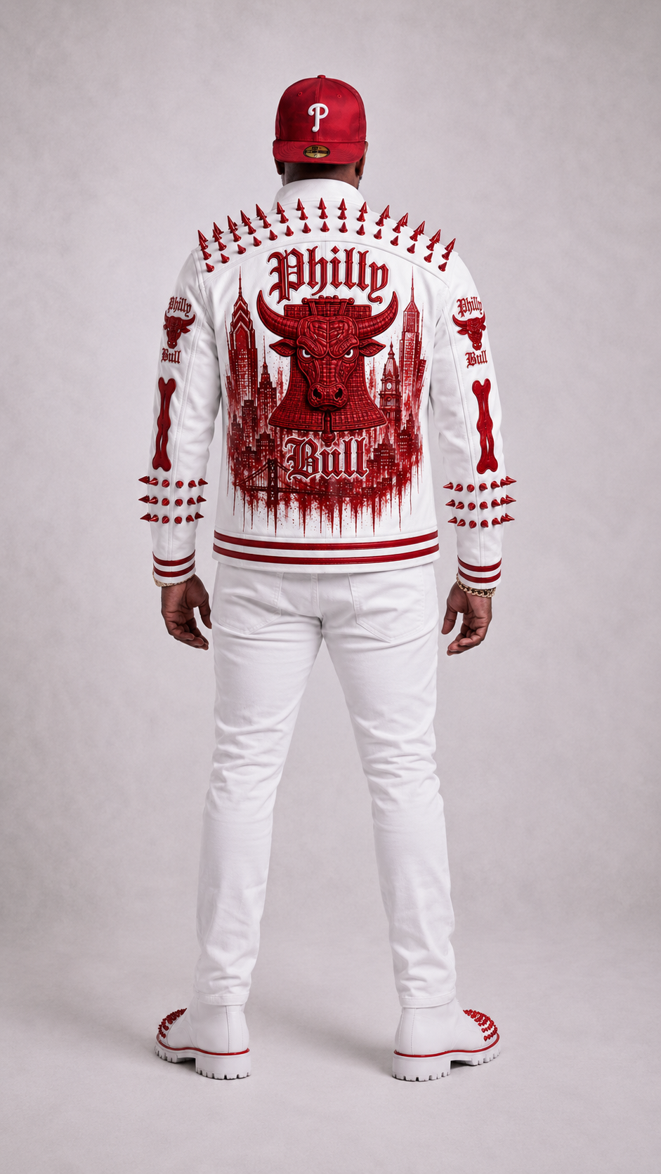 GLISSN Red World Philly Bull Jacket – Premium Biker Streetwear