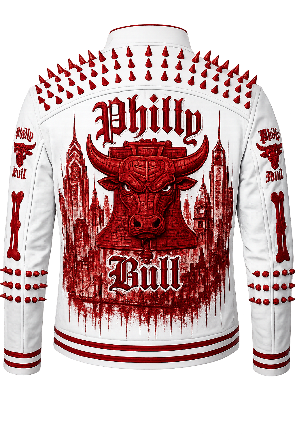 GLISSN Red World Philly Bull Jacket – Premium Biker Streetwear