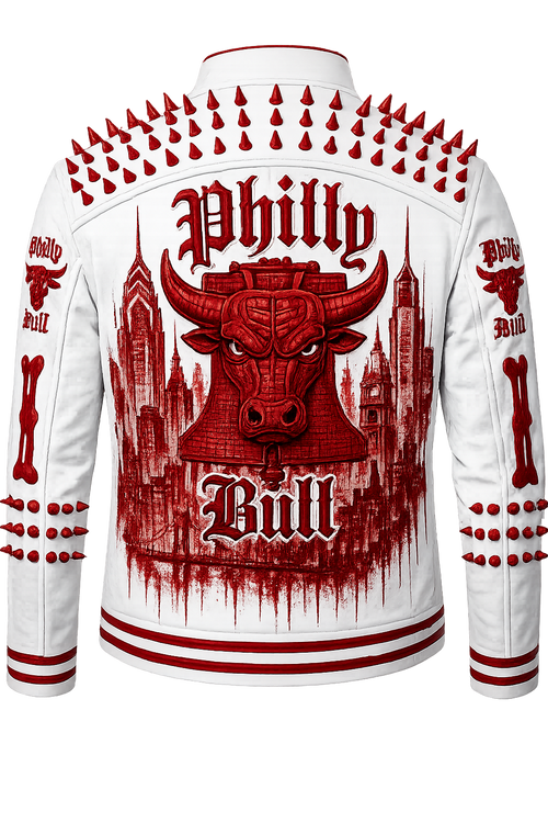 GLISSN Red World Philly Bull Jacket – Premium Biker Streetwear