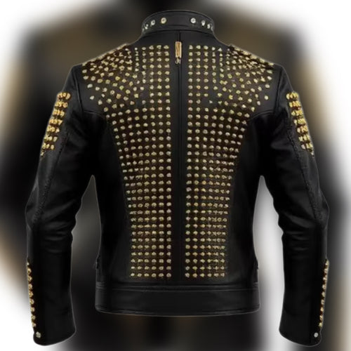 Black Studded Jacket / Gold Rivets