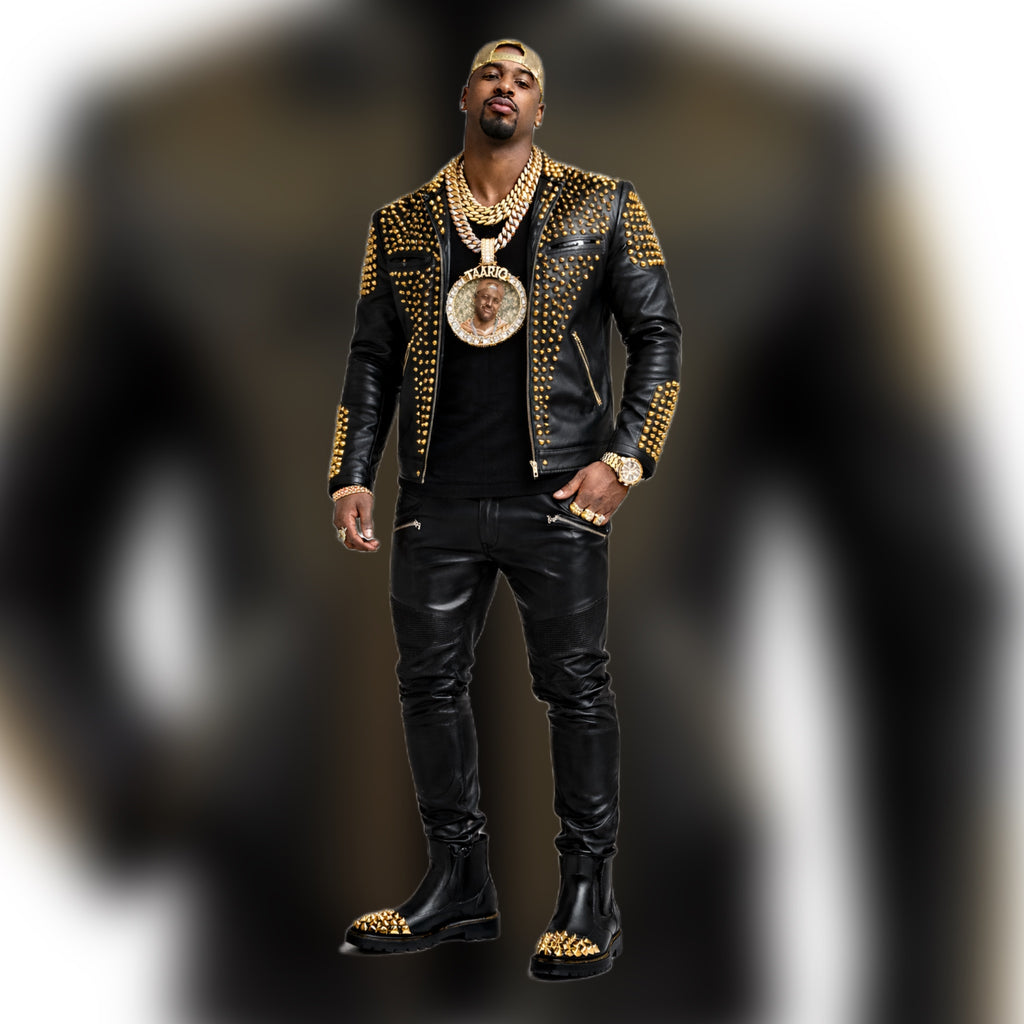 Black Studded Jacket / Gold Rivets