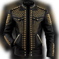 Black Studded Jacket / Gold Rivets
