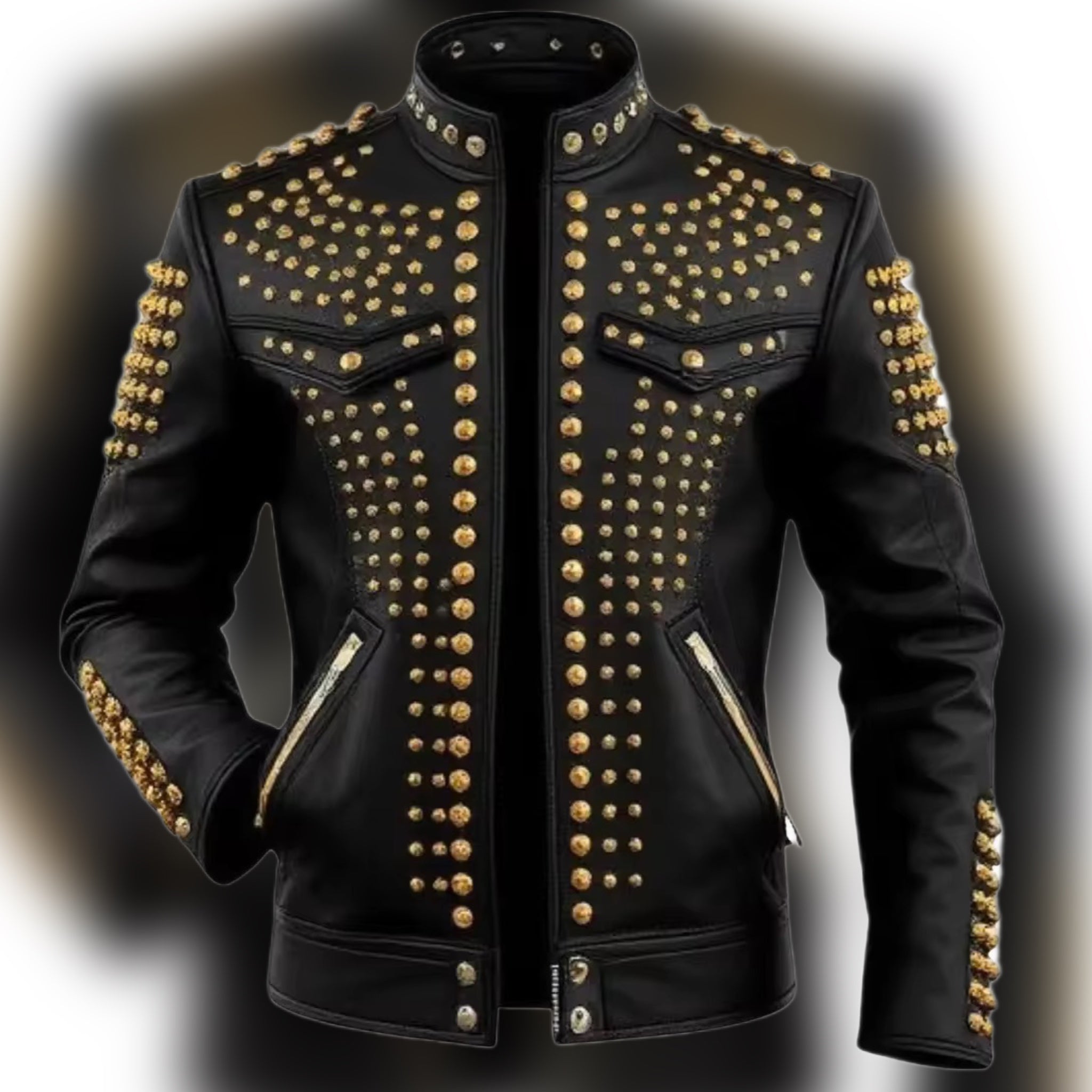 Black Studded Jacket / Gold Rivets