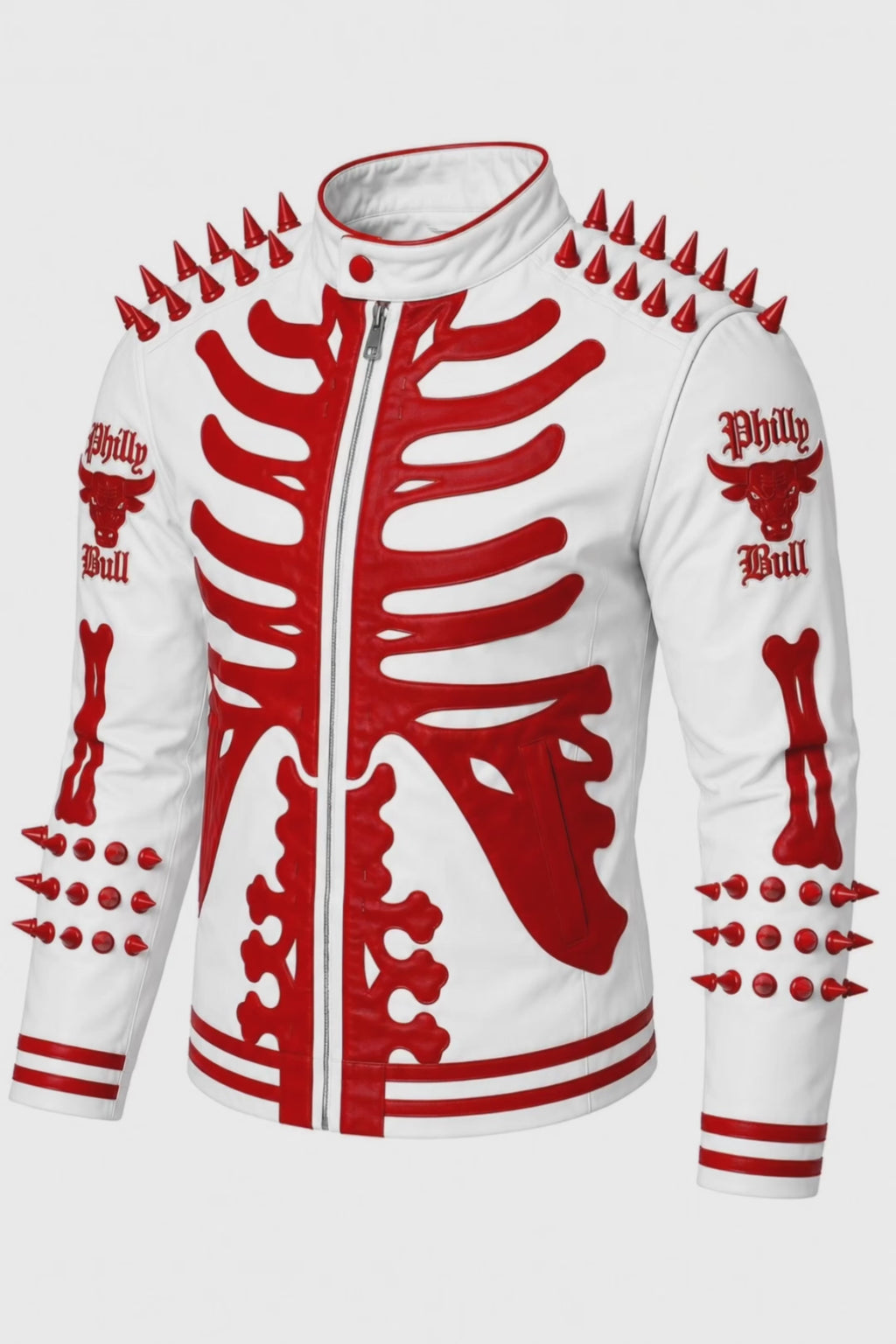 GLISSN Red World Philly Bull Jacket – Premium Biker Streetwear